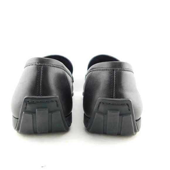 FERRAGAMO Black Leather Logo Horse Bit Slip-on Driver Moccasin Flat Loafers 9 main image 4